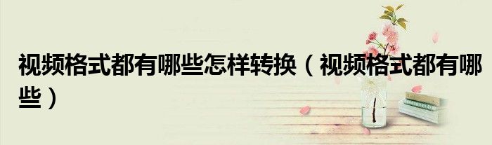 视频格式都有哪些怎样转换（视频格式都有哪些）