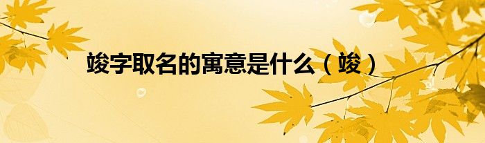 竣字取名的寓意是什么（竣）