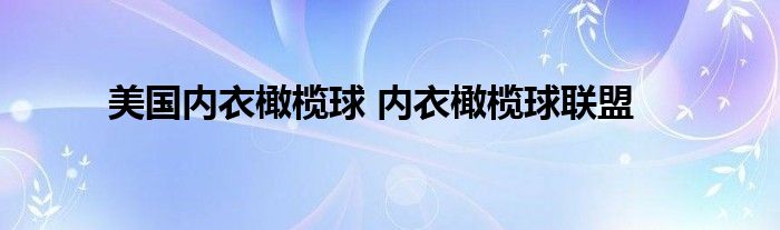 美国内衣橄榄球 内衣橄榄球联盟