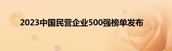 2023中国民营企业500强榜单发布