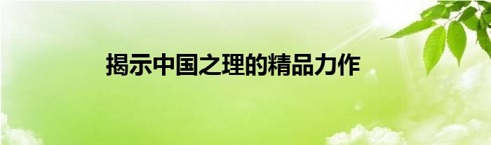 揭示中国之理的精品力作