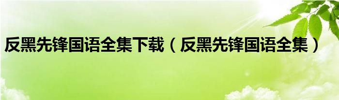 反黑先锋国语全集下载（反黑先锋国语全集）