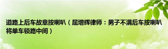 道路上后车故意按喇叭（屈增辉律师：男子不满后车按喇叭将单车锁路中间）