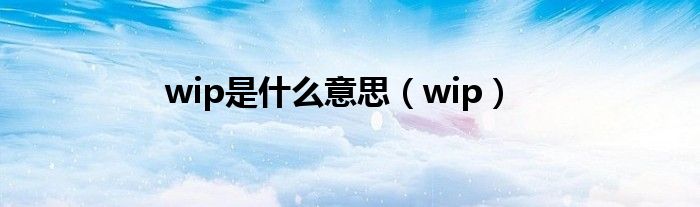 wip是什么意思（wip）
