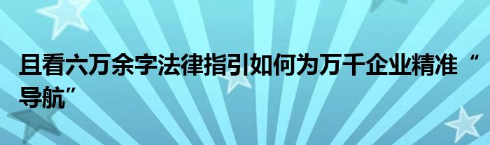 且看六万余字法律指引如何为万千企业精准“导航”