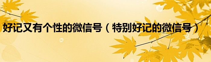 好记又有个性的微信号（特别好记的微信号）