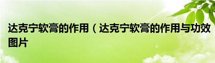 达克宁软膏的作用（达克宁软膏的作用与功效图片