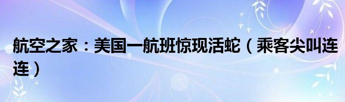航空之家：美国一航班惊现活蛇（乘客尖叫连连）