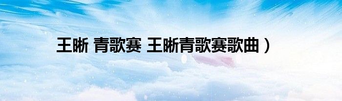 王晰 青歌赛 王晰青歌赛歌曲）