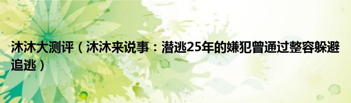 沐沐大测评（沐沐来说事：潜逃25年的嫌犯曾通过整容躲避追逃）