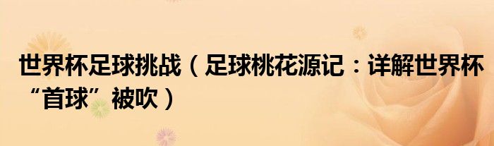 世界杯足球挑战（足球桃花源记：详解世界杯“首球”被吹）
