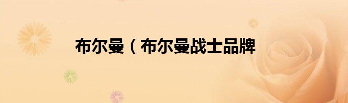 布尔曼（布尔曼战士品牌