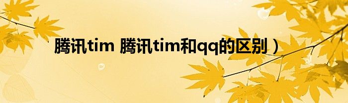 腾讯tim 腾讯tim和qq的区别）