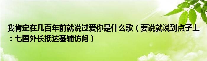 我肯定在几百年前就说过爱你是什么歌（要说就说到点子上：七国外长抵达基辅访问）