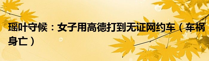 瑶叶守候：女子用高德打到无证网约车（车祸身亡）