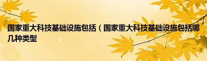 国家重大科技基础设施包括（国家重大科技基础设施包括哪几种类型