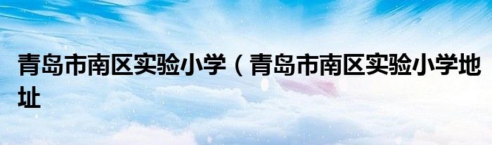 青岛市南区实验小学（青岛市南区实验小学地址