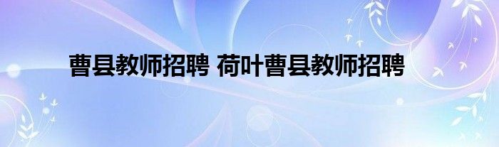 曹县教师招聘 荷叶曹县教师招聘