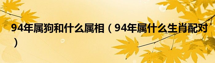 94年属狗和什么属相（94年属什么生肖配对）