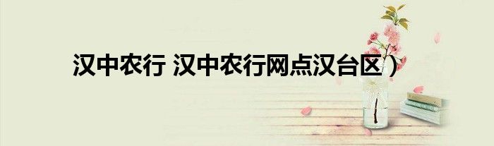 汉中农行 汉中农行网点汉台区）