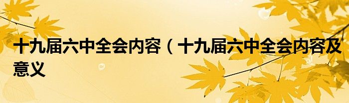 十九届六中全会内容（十九届六中全会内容及意义