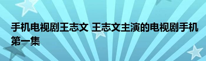 手机电视剧王志文 王志文主演的电视剧手机第一集