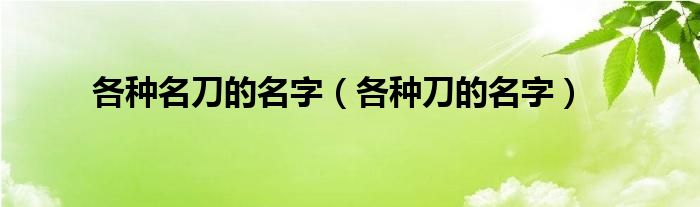 各种名刀的名字（各种刀的名字）