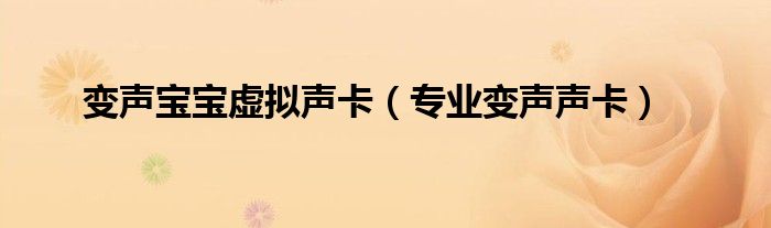 变声宝宝虚拟声卡（专业变声声卡）