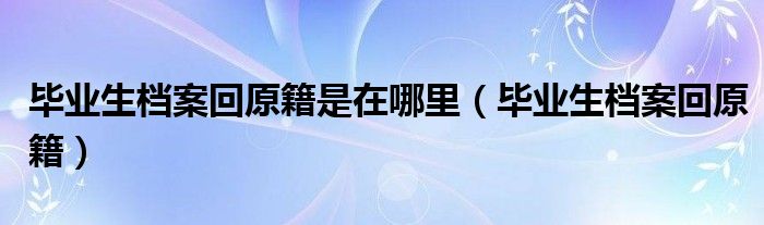 毕业生档案回原籍是在哪里（毕业生档案回原籍）