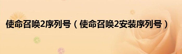 使命召唤2序列号（使命召唤2安装序列号）