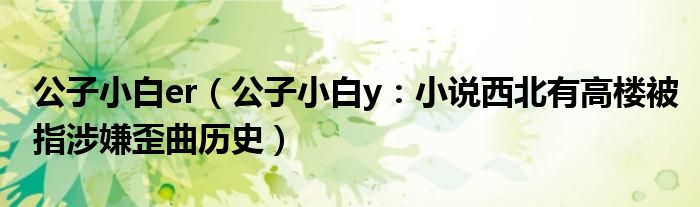 公子小白er（公子小白y：小说西北有高楼被指涉嫌歪曲历史）