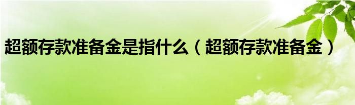 超额存款准备金是指什么（超额存款准备金）