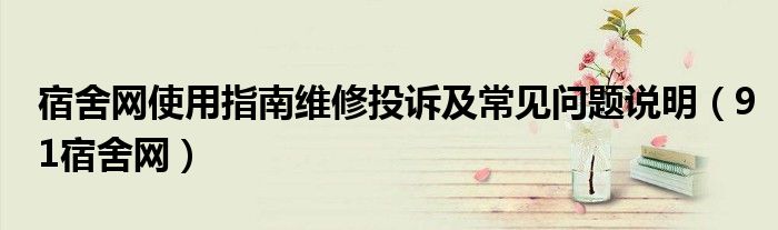宿舍网使用指南维修投诉及常见问题说明（91宿舍网）