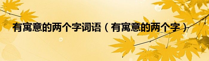 有寓意的两个字词语（有寓意的两个字）