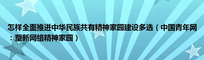 怎样全面推进中华民族共有精神家园建设多选（中国青年网：塑新网络精神家园）