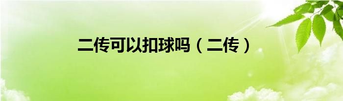 二传可以扣球吗（二传）