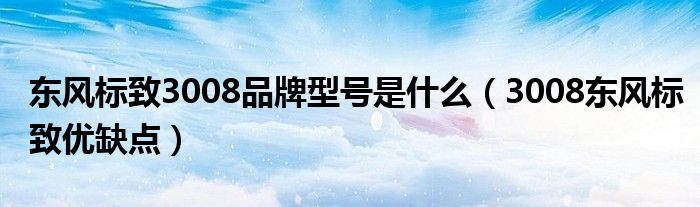 东风标致3008品牌型号是什么（3008东风标致优缺点）