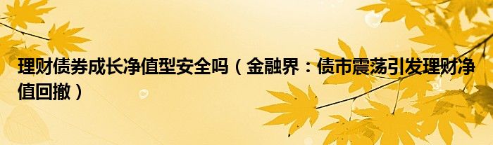 理财债券成长净值型安全吗（金融界：债市震荡引发理财净值回撤）