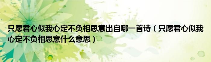 只愿君心似我心定不负相思意出自哪一首诗（只愿君心似我心定不负相思意什么意思）