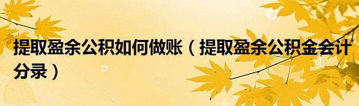 提取盈余公积如何做账（提取盈余公积金会计分录）