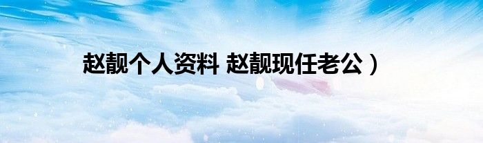 赵靓个人资料 赵靓现任老公）