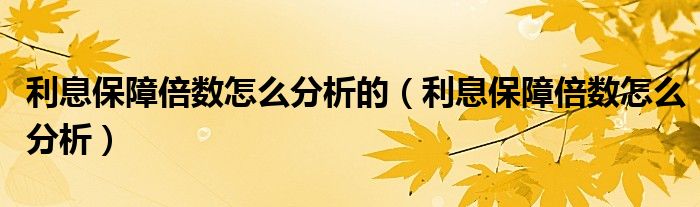 利息保障倍数怎么分析的（利息保障倍数怎么分析）