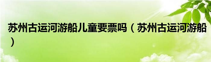 苏州古运河游船儿童要票吗（苏州古运河游船）