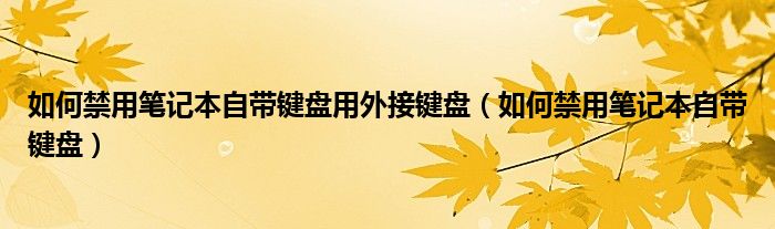 如何禁用笔记本自带键盘用外接键盘（如何禁用笔记本自带键盘）