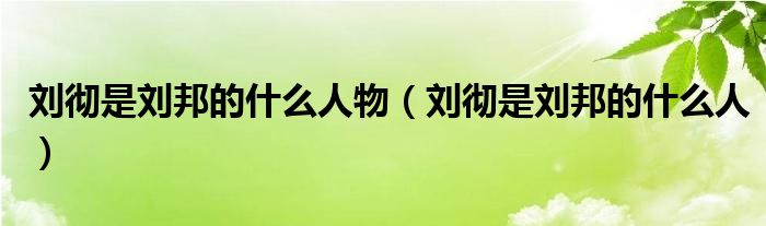 刘彻是刘邦的什么人物（刘彻是刘邦的什么人）