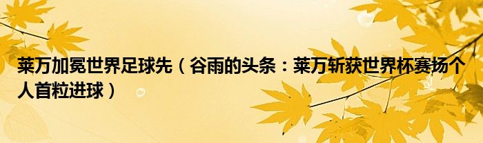 莱万加冕世界足球先（谷雨的头条：莱万斩获世界杯赛场个人首粒进球）