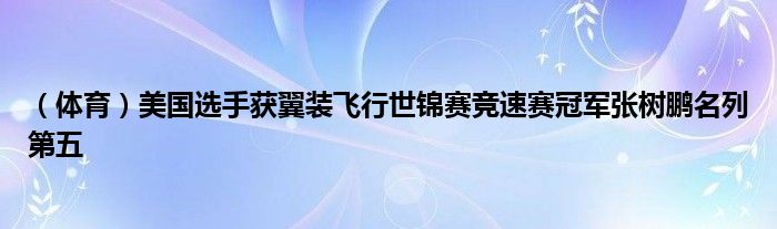 （体育）美国选手获翼装飞行世锦赛竞速赛冠军张树鹏名列第五