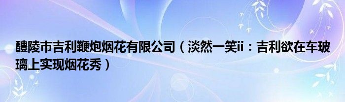 醴陵市吉利鞭炮烟花有限公司（淡然一笑ii：吉利欲在车玻璃上实现烟花秀）