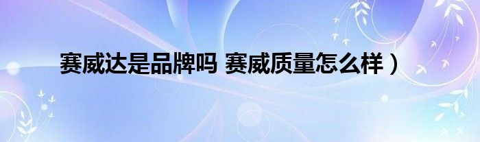 赛威达是品牌吗 赛威质量怎么样）