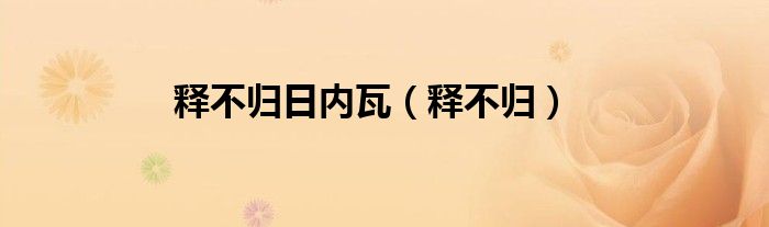 释不归日内瓦（释不归）